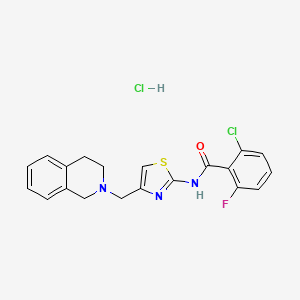 molecular formula C20H18Cl2FN3OS B2779305 盐酸2-氯-N-(4-((3,4-二氢异喹啉-2(1H)-基)甲基)噻唑-2-基)-6-氟苯甲酰胺 CAS No. 1217115-29-1