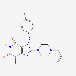 molecular formula C22H28N6O2 B2779310 3-Methyl-7-[(4-methylphenyl)methyl]-8-[4-(2-methylprop-2-enyl)piperazin-1-yl]purine-2,6-dione CAS No. 887030-28-6