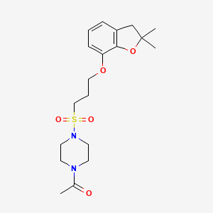 molecular formula C19H28N2O5S B2779311 1-(4-((3-((2,2-二甲基-2,3-二氢苯并呋喃-7-基)氧基)丙基)磺酰基)哌嗪-1-基)乙酮 CAS No. 946315-03-3