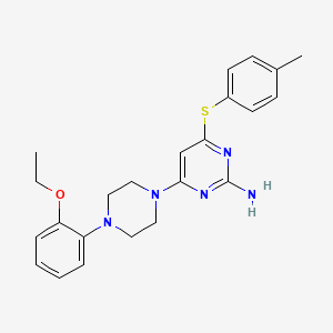 molecular formula C23H27N5OS B2779313 4-[4-(2-Ethoxyphenyl)piperazin-1-yl]-6-[(4-methylphenyl)sulfanyl]pyrimidin-2-amine CAS No. 1272756-47-4