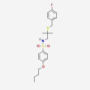 molecular formula C21H28FNO3S2 B2779319 4-丁氧基-N-{2-[(4-氟苄基)硫基]-2-甲基丙基}苯磺酰胺 CAS No. 478245-95-3
