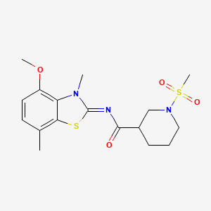 molecular formula C17H23N3O4S2 B2779327 (Z)-N-(4-methoxy-3,7-dimethylbenzo[d]thiazol-2(3H)-ylidene)-1-(methylsulfonyl)piperidine-3-carboxamide CAS No. 1058251-07-2