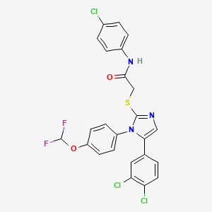 molecular formula C24H16Cl3F2N3O2S B2779337 N-(4-氯苯基)-2-((5-(3,4-二氯苯基)-1-(4-(二氟甲氧基)苯基)-1H-咪唑-2-基)硫)乙酰胺 CAS No. 1226455-08-8