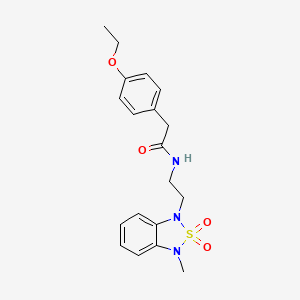 molecular formula C19H23N3O4S B2779362 2-(4-ethoxyphenyl)-N-(2-(3-methyl-2,2-dioxidobenzo[c][1,2,5]thiadiazol-1(3H)-yl)ethyl)acetamide CAS No. 2034488-28-1