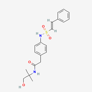 (E)-N-(1-hydroxy-2-methylpropan-2-yl)-2-(4-(2-phenylvinylsulfonamido)phenyl)acetamide