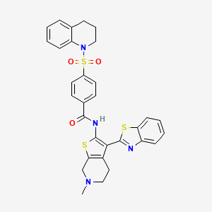 molecular formula C31H28N4O3S3 B2779371 N-(3-(benzo[d]thiazol-2-yl)-6-methyl-4,5,6,7-tetrahydrothieno[2,3-c]pyridin-2-yl)-4-((3,4-dihydroquinolin-1(2H)-yl)sulfonyl)benzamide CAS No. 486453-28-5