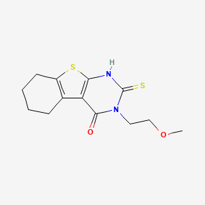 molecular formula C13H16N2O2S2 B2779376 3-(2-methoxyethyl)-2-sulfanylidene-5,6,7,8-tetrahydro-1H-[1]benzothiolo[2,3-d]pyrimidin-4-one CAS No. 748777-74-4