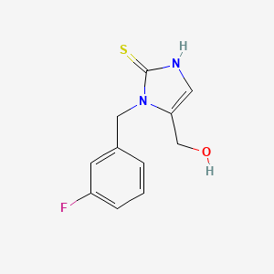 molecular formula C11H11FN2OS B2779379 {1-[(3-fluorophenyl)methyl]-2-sulfanyl-1H-imidazol-5-yl}methanol CAS No. 1046661-60-2