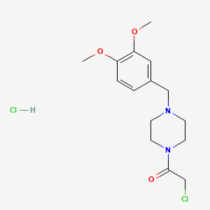 molecular formula C15H22Cl2N2O3 B2779388 1-(Chloroacetyl)-4-(3,4-dimethoxybenzyl)piperazine hydrochloride CAS No. 1052550-61-4