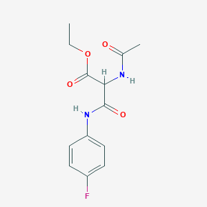 molecular formula C13H15FN2O4 B2779392 乙酸2-(乙酰氨基)-3-(4-氟苯胺基)-3-氧代丙酸酯 CAS No. 866017-95-0