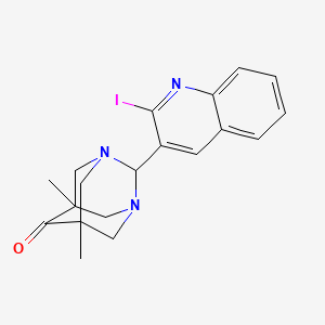 molecular formula C19H20IN3O B2779394 (1R,3S,5r,7r)-2-(2-iodoquinolin-3-yl)-5,7-dimethyl-1,3-diazaadamantan-6-one CAS No. 1442553-84-5