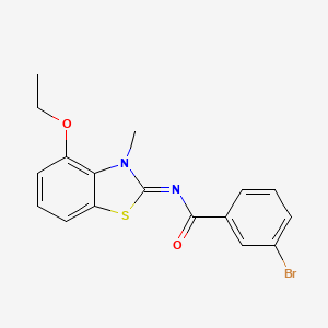 molecular formula C17H15BrN2O2S B2779395 3-bromo-N-(4-ethoxy-3-methyl-1,3-benzothiazol-2-ylidene)benzamide CAS No. 865545-62-6