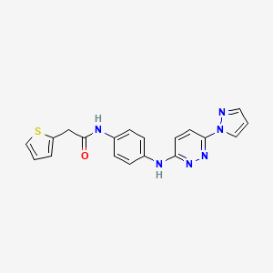 molecular formula C19H16N6OS B2779396 N-(4-((6-(1H-pyrazol-1-yl)pyridazin-3-yl)amino)phenyl)-2-(thiophen-2-yl)acetamide CAS No. 1251578-87-6