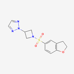 molecular formula C13H14N4O3S B2779404 2-[1-(2,3-Dihydro-1-benzofuran-5-ylsulfonyl)azetidin-3-yl]triazole CAS No. 2415630-37-2