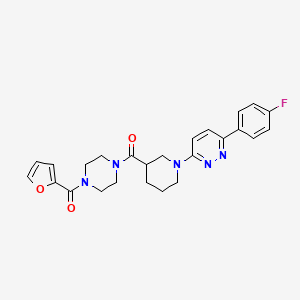 molecular formula C25H26FN5O3 B2779415 (1-(6-(4-Fluorophenyl)pyridazin-3-yl)piperidin-3-yl)(4-(furan-2-carbonyl)piperazin-1-yl)methanone CAS No. 1105232-42-5