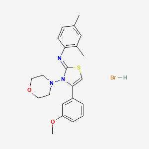 molecular formula C22H26BrN3O2S B2779418 (Z)-N-(4-(3-甲氧基苯基)-3-吗啉噻唑-2(3H)-基亚甲基)-2,4-二甲基苯胺盐酸盐 CAS No. 1180030-55-0