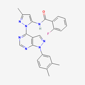 N-(1-(1-(3,4-dimethylphenyl)-1H-pyrazolo[3,4-d]pyrimidin-4-yl)-3-methyl-1H-pyrazol-5-yl)-2-fluorobenzamide