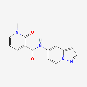 molecular formula C14H12N4O2 B2779426 1-methyl-2-oxo-N-(pyrazolo[1,5-a]pyridin-5-yl)-1,2-dihydropyridine-3-carboxamide CAS No. 2034585-71-0