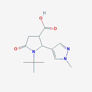 molecular formula C13H19N3O3 B2779434 1-tert-butyl-2-(1-methyl-1H-pyrazol-4-yl)-5-oxopyrrolidine-3-carboxylic acid CAS No. 1479954-34-1