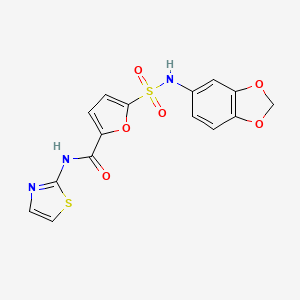 molecular formula C15H11N3O6S2 B2779437 5-(N-(苯并[d][1,3]二氧杂环戊-5-基)磺酰)-N-(噻唑-2-基)呋喃-2-甲酰胺 CAS No. 1170432-00-4