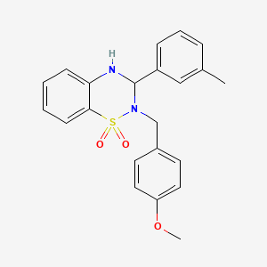 molecular formula C22H22N2O3S B2779440 2-(4-methoxybenzyl)-3-(3-methylphenyl)-3,4-dihydro-2H-1,2,4-benzothiadiazine 1,1-dioxide CAS No. 1114866-65-7