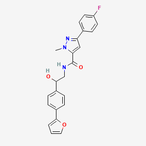 molecular formula C23H20FN3O3 B2779446 3-(4-fluorophenyl)-N-{2-[4-(furan-2-yl)phenyl]-2-hydroxyethyl}-1-methyl-1H-pyrazole-5-carboxamide CAS No. 2097912-30-4