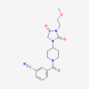 molecular formula C19H22N4O4 B2779451 3-(4-(3-(2-Methoxyethyl)-2,4-dioxoimidazolidin-1-yl)piperidine-1-carbonyl)benzonitrile CAS No. 2176202-14-3