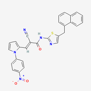 molecular formula C28H19N5O3S B2779464 (E)-2-cyano-N-[5-(naphthalen-1-ylmethyl)-1,3-thiazol-2-yl]-3-[1-(4-nitrophenyl)pyrrol-2-yl]prop-2-enamide CAS No. 501348-14-7