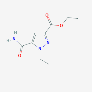 molecular formula C10H15N3O3 B2779486 Ethyl 5-(aminocarbonyl)-1-propyl-1H-pyrazole-3-carboxylate CAS No. 1946816-86-9
