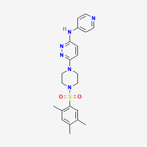 molecular formula C22H26N6O2S B2779489 N-(pyridin-4-yl)-6-(4-((2,4,5-trimethylphenyl)sulfonyl)piperazin-1-yl)pyridazin-3-amine CAS No. 1021115-75-2