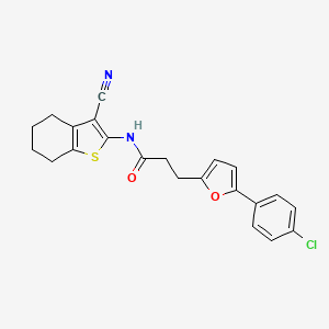 molecular formula C22H19ClN2O2S B2779493 3-(5-(4-chlorophenyl)furan-2-yl)-N-(3-cyano-4,5,6,7-tetrahydrobenzo[b]thiophen-2-yl)propanamide CAS No. 941897-87-6