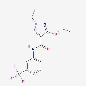 molecular formula C15H16F3N3O2 B2779498 3-ethoxy-1-ethyl-N-(3-(trifluoromethyl)phenyl)-1H-pyrazole-4-carboxamide CAS No. 1014027-92-9