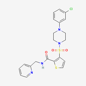 molecular formula C21H21ClN4O3S2 B2779499 3-((4-(3-chlorophenyl)piperazin-1-yl)sulfonyl)-N-(pyridin-2-ylmethyl)thiophene-2-carboxamide CAS No. 1206991-17-4
