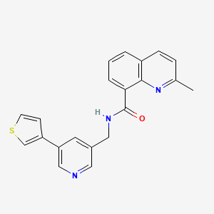 molecular formula C21H17N3OS B2779507 2-methyl-N-((5-(thiophen-3-yl)pyridin-3-yl)methyl)quinoline-8-carboxamide CAS No. 1795361-99-7