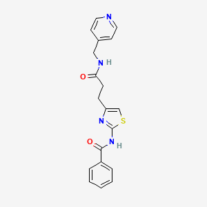 molecular formula C19H18N4O2S B2779520 N-(4-(3-oxo-3-((pyridin-4-ylmethyl)amino)propyl)thiazol-2-yl)benzamide CAS No. 1021266-67-0