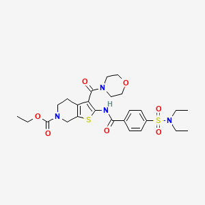 molecular formula C26H34N4O7S2 B2779522 乙酸2-(4-(N,N-二乙基磺酰)苯甲酰胺基)-3-(吗啉-4-甲酰基)-4,5-二氢噻吩[2,3-c]吡啶-6(7H)-羧酸乙酯 CAS No. 449782-35-8