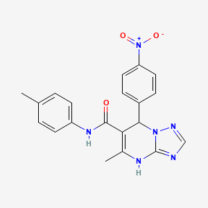 molecular formula C20H18N6O3 B2779524 5-methyl-N-(4-methylphenyl)-7-(4-nitrophenyl)-4,7-dihydro[1,2,4]triazolo[1,5-a]pyrimidine-6-carboxamide CAS No. 476364-86-0