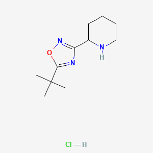 molecular formula C11H20ClN3O B2779529 2-(5-tert-Butyl-1,2,4-oxadiazol-3-yl)piperidine hydrochloride CAS No. 1385696-58-1