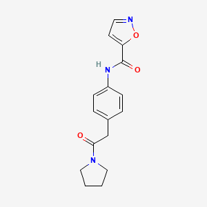 molecular formula C16H17N3O3 B2779568 N-(4-(2-oxo-2-(pyrrolidin-1-yl)ethyl)phenyl)isoxazole-5-carboxamide CAS No. 1210833-68-3