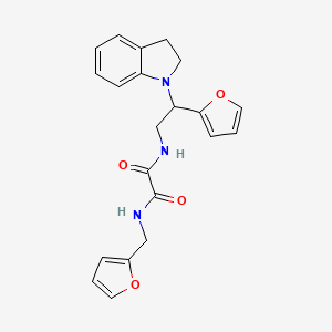 molecular formula C21H21N3O4 B2779584 N1-(2-(呋喃-2-基)-2-(吲哚-1-基)乙基)-N2-(呋喃-2-基甲基)草酰胺 CAS No. 898458-38-3