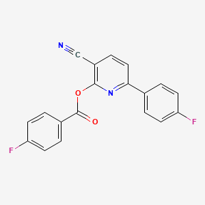 molecular formula C19H10F2N2O2 B2779594 3-Cyano-6-(4-fluorophenyl)-2-pyridinyl 4-fluorobenzenecarboxylate CAS No. 251307-42-3