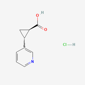 molecular formula C9H10ClNO2 B2779595 反式-2-(吡啶-3-基)环丙烷-1-羧酸盐酸 CAS No. 2503155-44-8