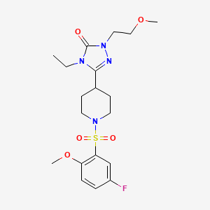 molecular formula C19H27FN4O5S B2779598 4-ethyl-3-(1-((5-fluoro-2-methoxyphenyl)sulfonyl)piperidin-4-yl)-1-(2-methoxyethyl)-1H-1,2,4-triazol-5(4H)-one CAS No. 1797174-99-2