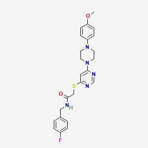 molecular formula C24H26FN5O2S B2779599 N-[(4-氟苯基)甲基]-2-({6-[4-(4-甲氧基苯基)哌嗪-1-基]嘧啶-4-基}硫醚)乙酰胺 CAS No. 1251582-54-3