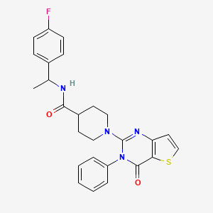 N-(2,3-dihydro-1,4-benzodioxin-6-yl)-4-[2-(4-methoxyphenoxy)pyrimidin-5-yl]benzamide