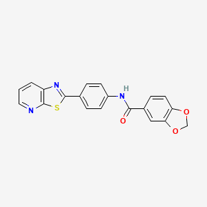 molecular formula C20H13N3O3S B2779607 N-(4-(thiazolo[5,4-b]pyridin-2-yl)phenyl)benzo[d][1,3]dioxole-5-carboxamide CAS No. 863589-02-0
