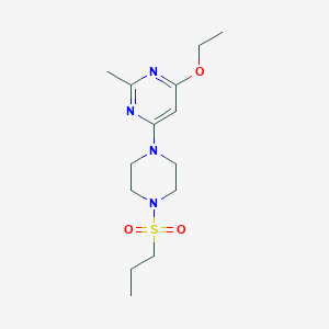 molecular formula C14H24N4O3S B2779613 4-Ethoxy-2-methyl-6-(4-(propylsulfonyl)piperazin-1-yl)pyrimidine CAS No. 946271-58-5