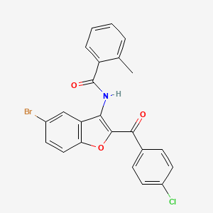 molecular formula C23H15BrClNO3 B2779614 N-[5-bromo-2-(4-chlorobenzoyl)-1-benzofuran-3-yl]-2-methylbenzamide CAS No. 923172-62-7