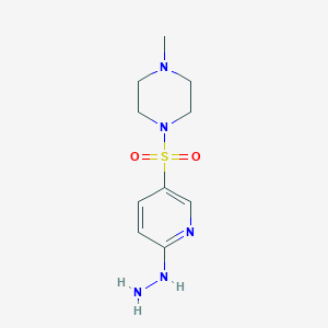 molecular formula C10H17N5O2S B2779615 1-[(6-Hydrazinylpyridin-3-yl)sulfonyl]-4-methylpiperazine CAS No. 561012-68-8