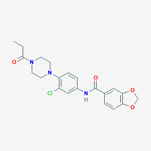 N-[3-chloro-4-(4-propanoylpiperazin-1-yl)phenyl]-1,3-benzodioxole-5-carboxamide